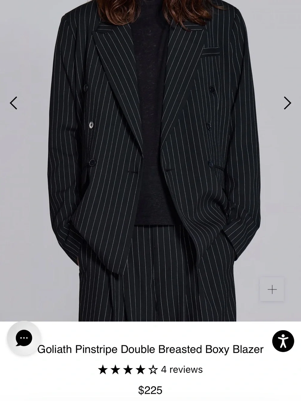 Jaded London Goliath Pinstripe Double-Breasted Oversized Blazer 34R